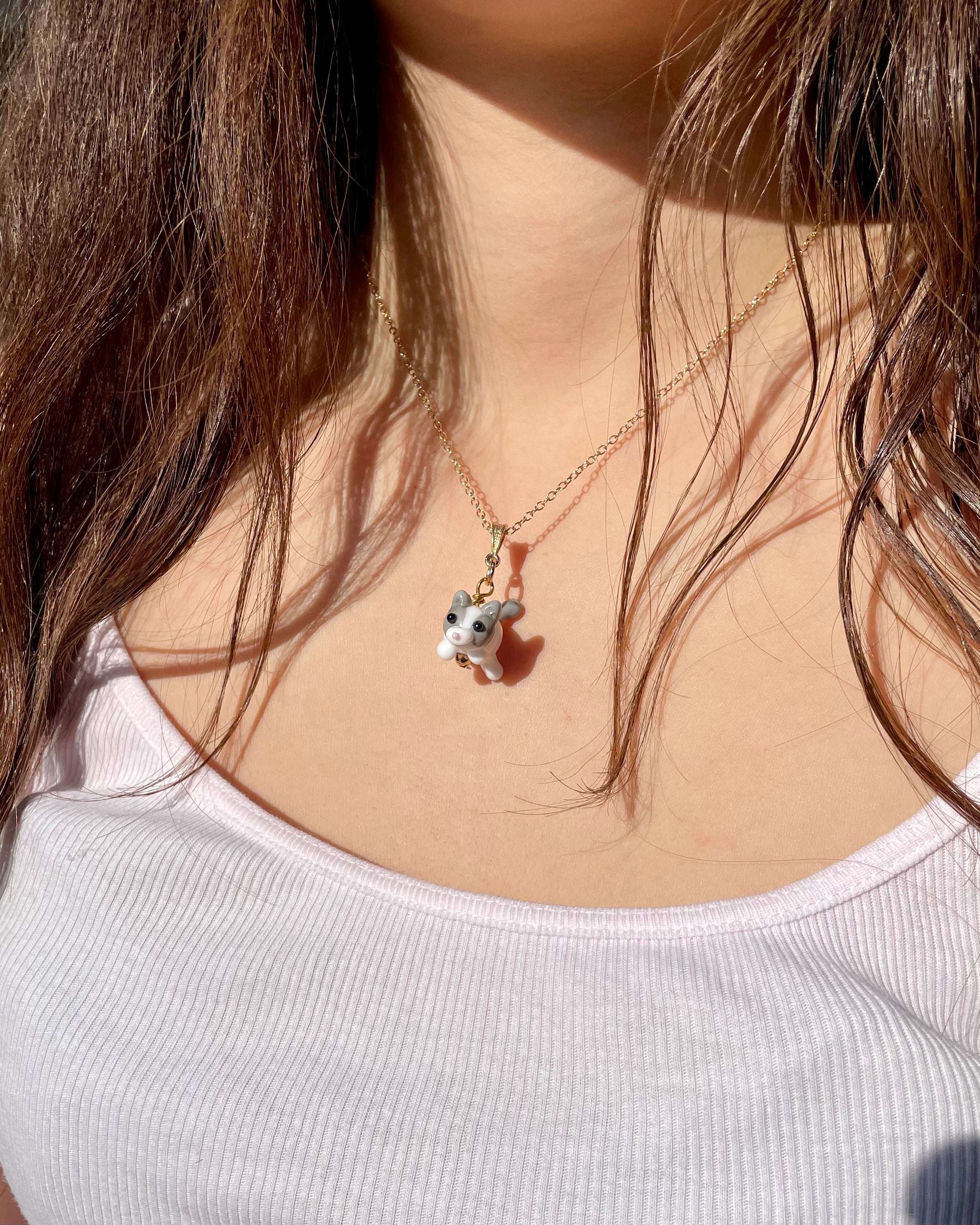 Milky White Cat Necklace