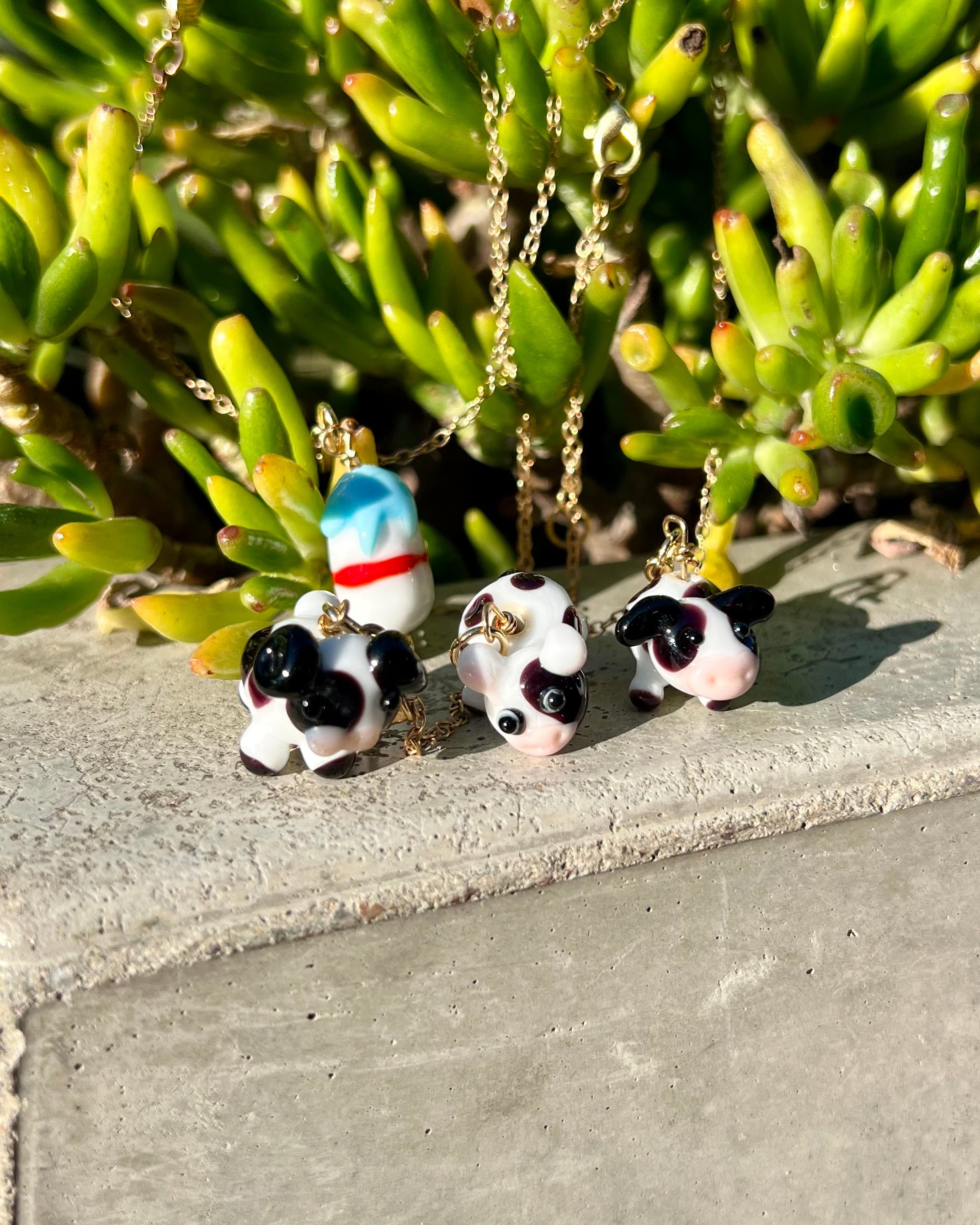 Cow-shaped glass beads