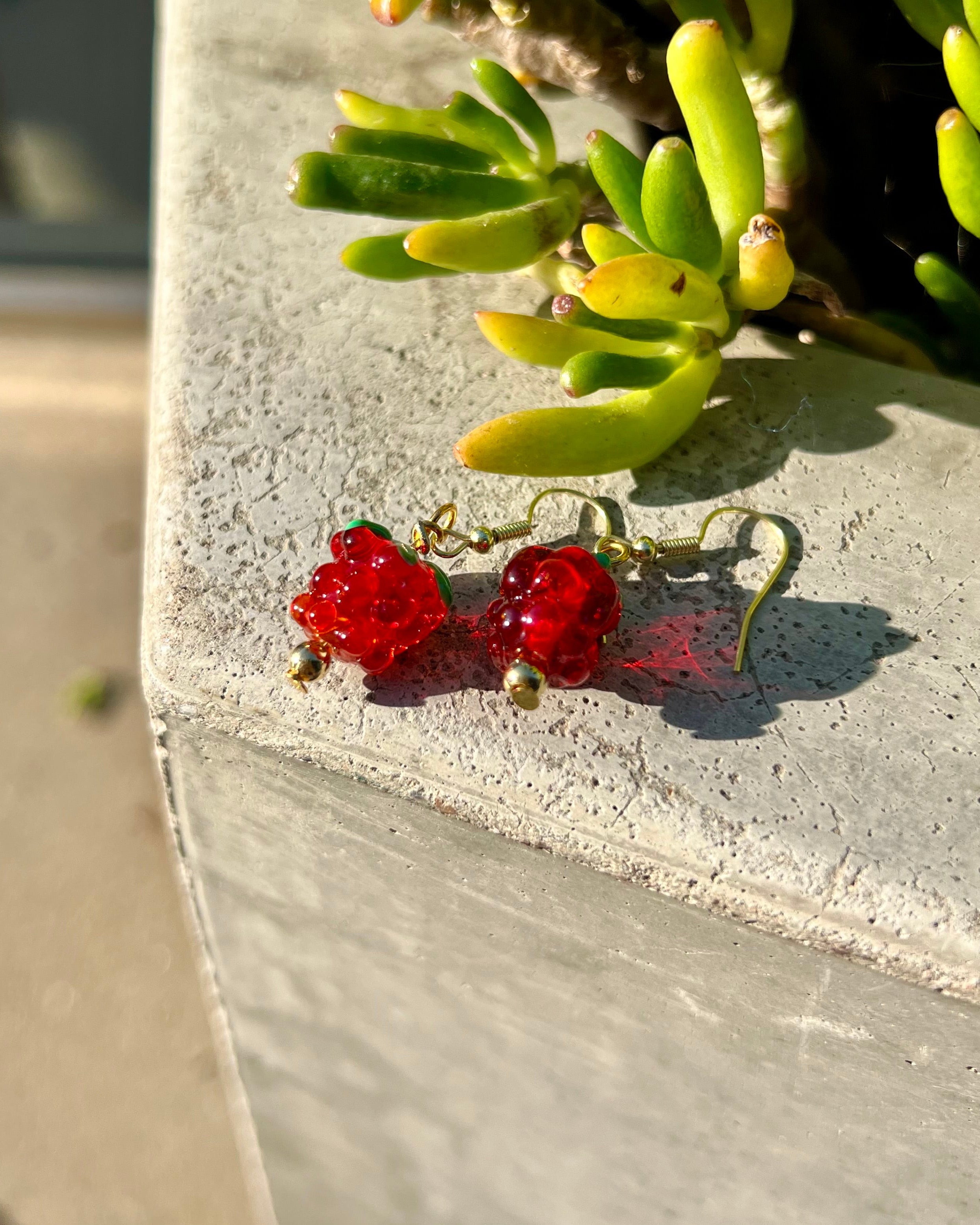 raspberry earrings