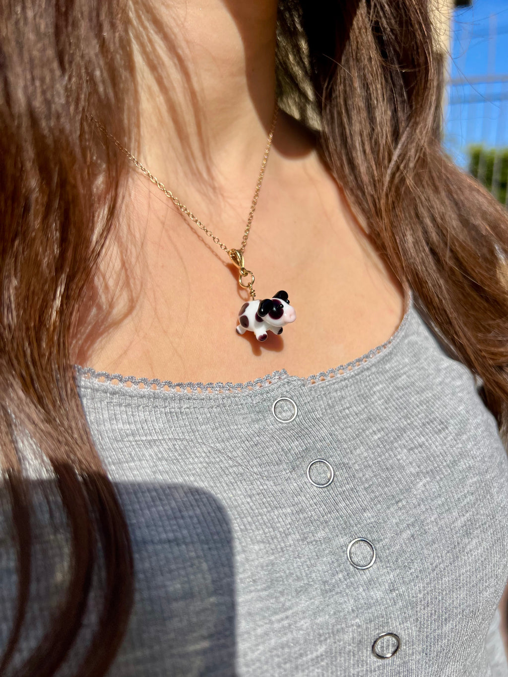 Bloopie Meadow Cow Necklace