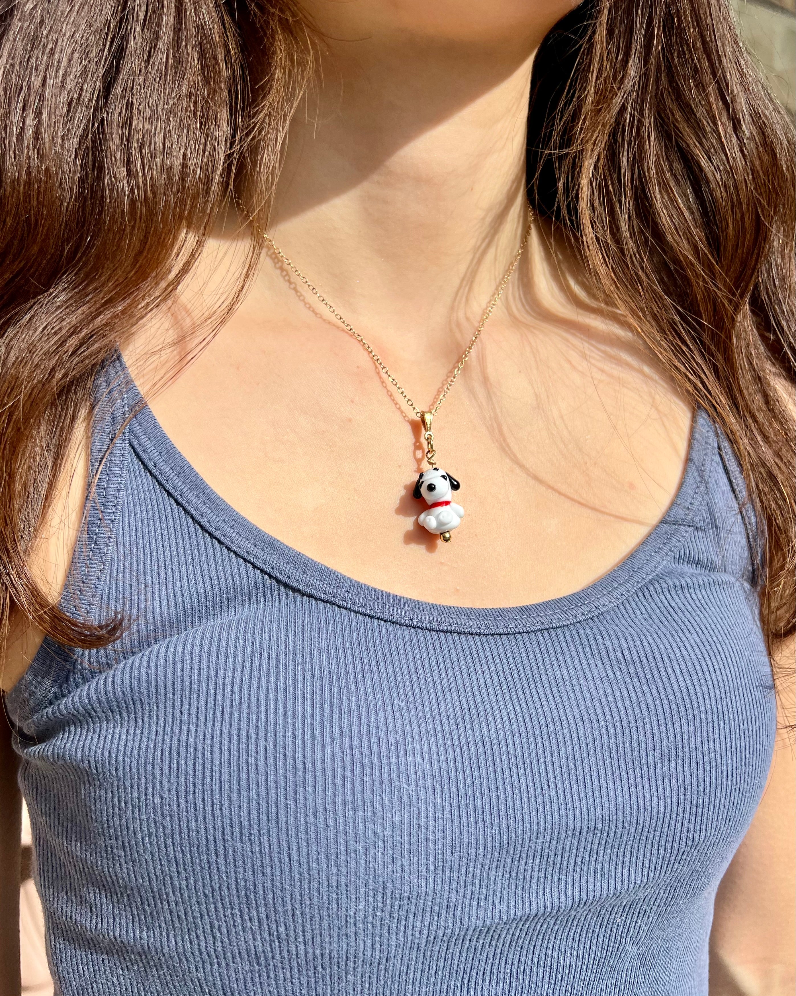 Bloopie Little Friend – White Pup Necklace