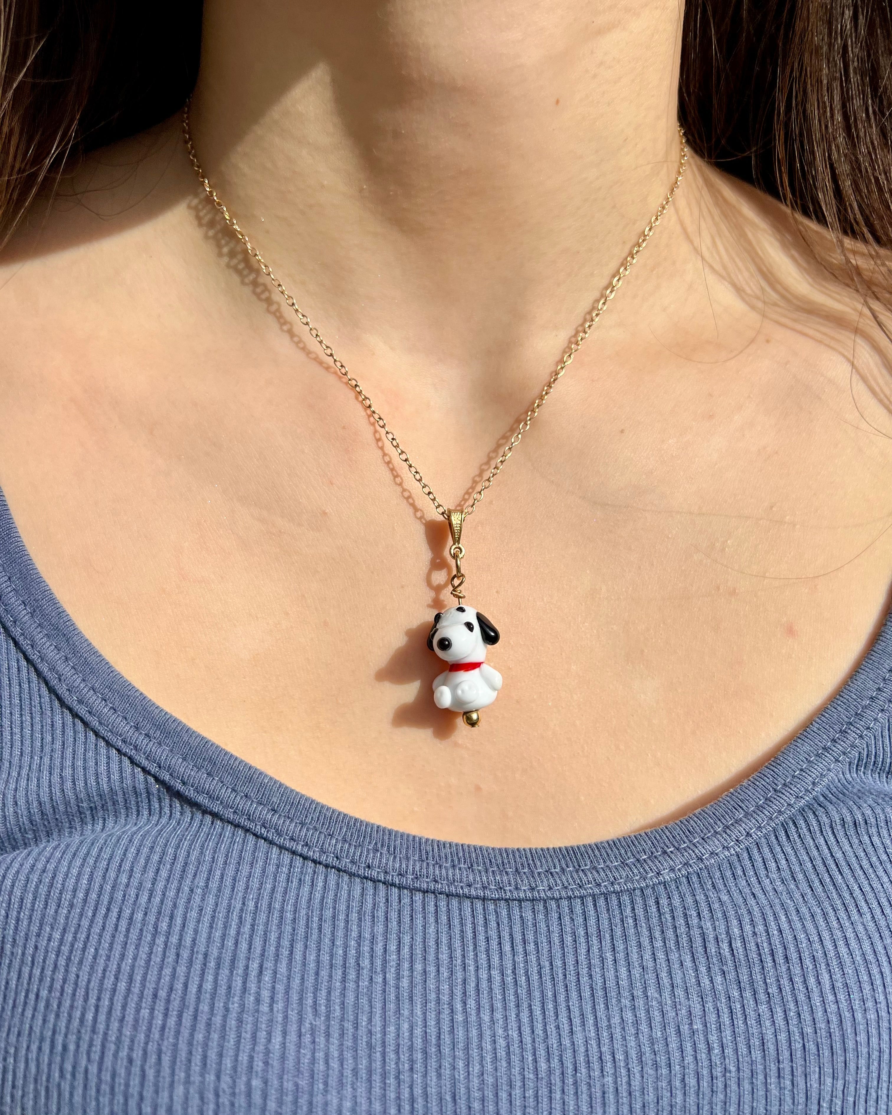 Bloopie Little Friend – White Pup Necklace