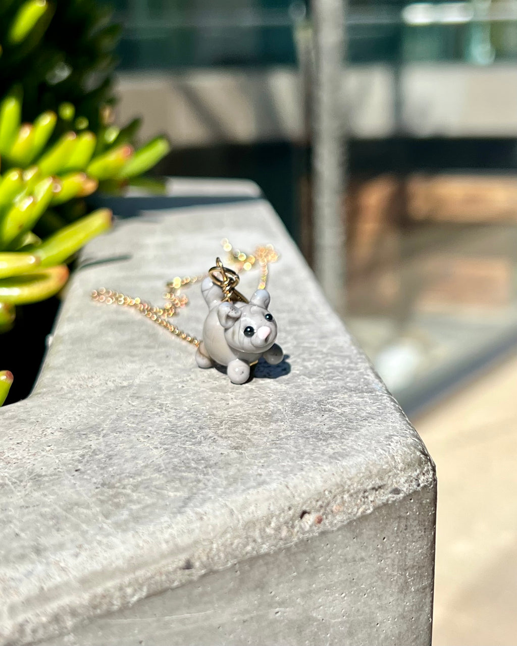 Cloudy Gray Kitten Necklace