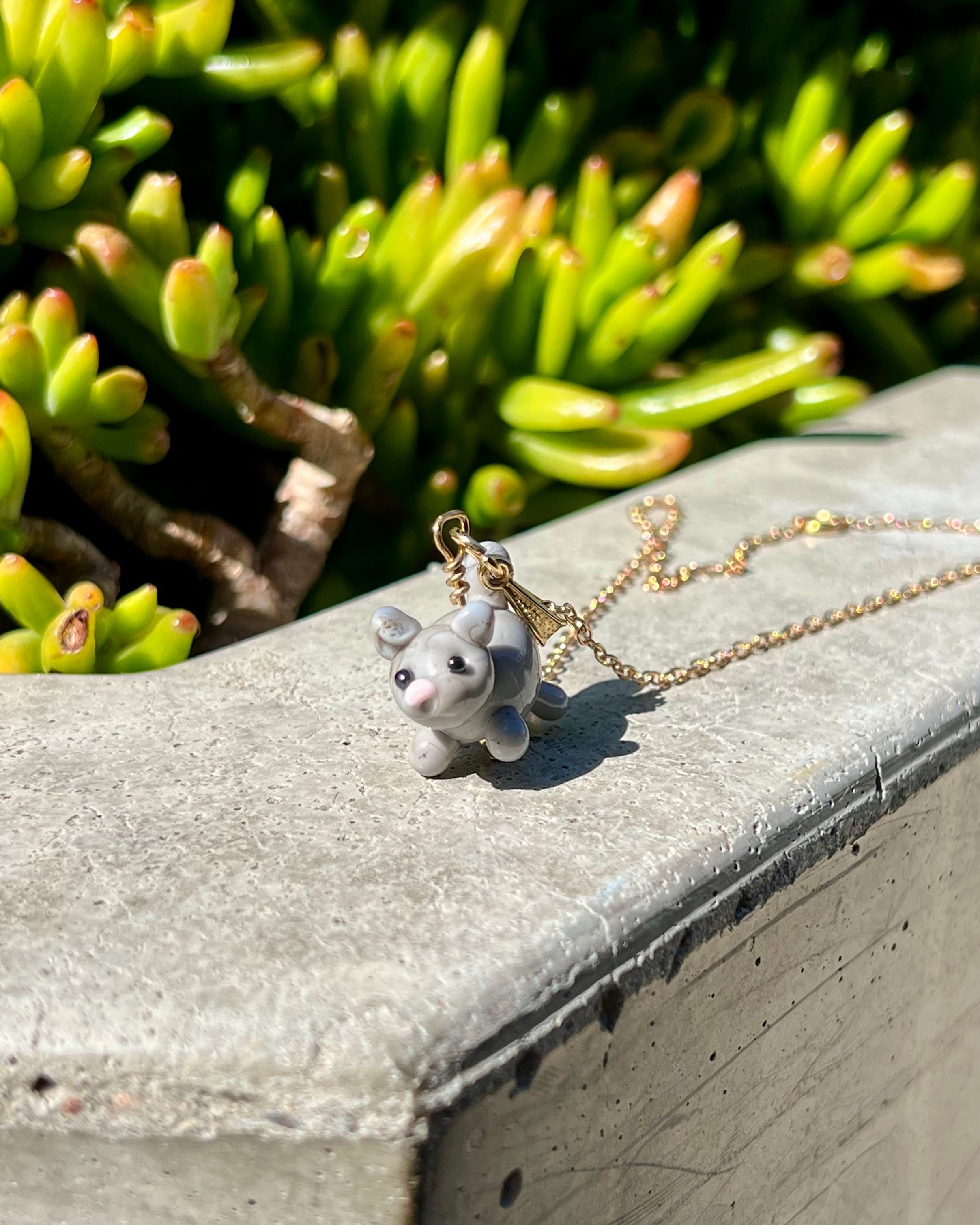Cloudy Gray Kitten Necklace
