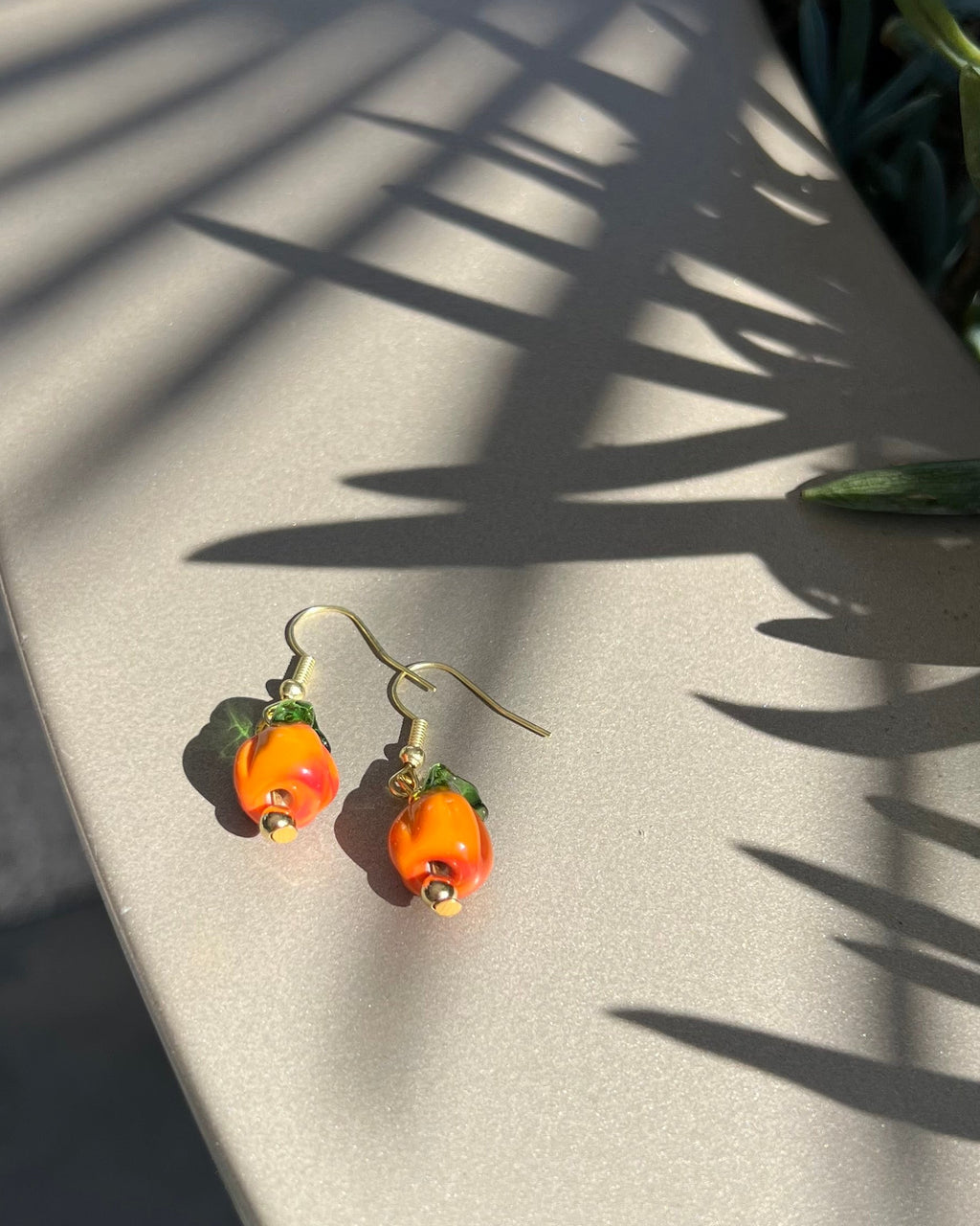 Handmade glass pumpkin earrings