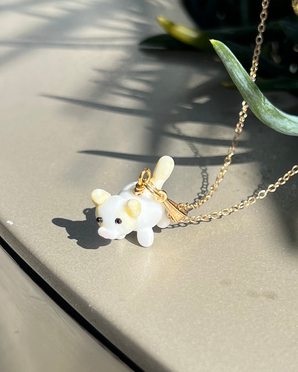 Handmade glass cat necklace