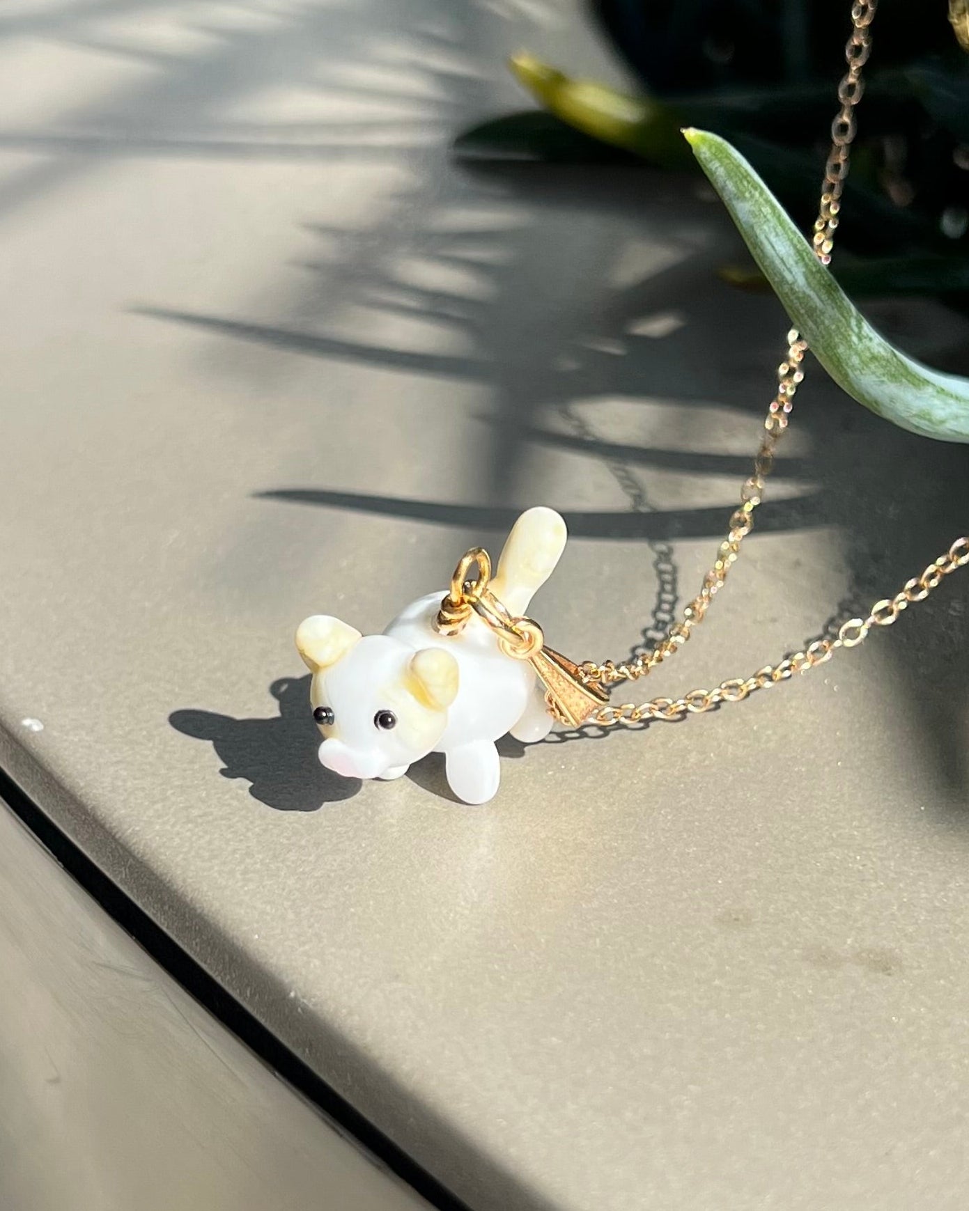 Handmade glass cat necklace