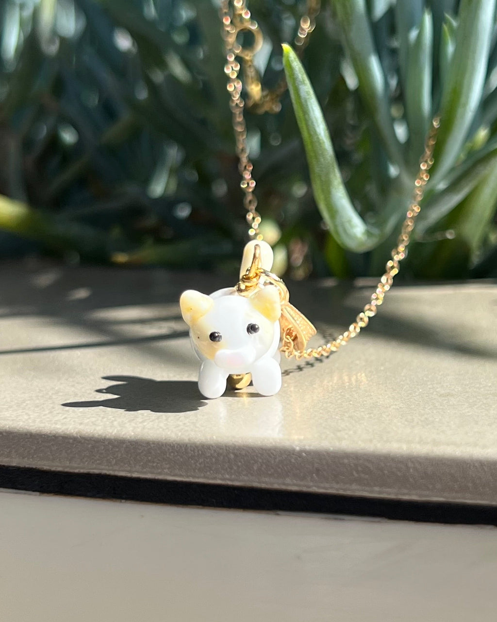 Handmade glass cat necklace