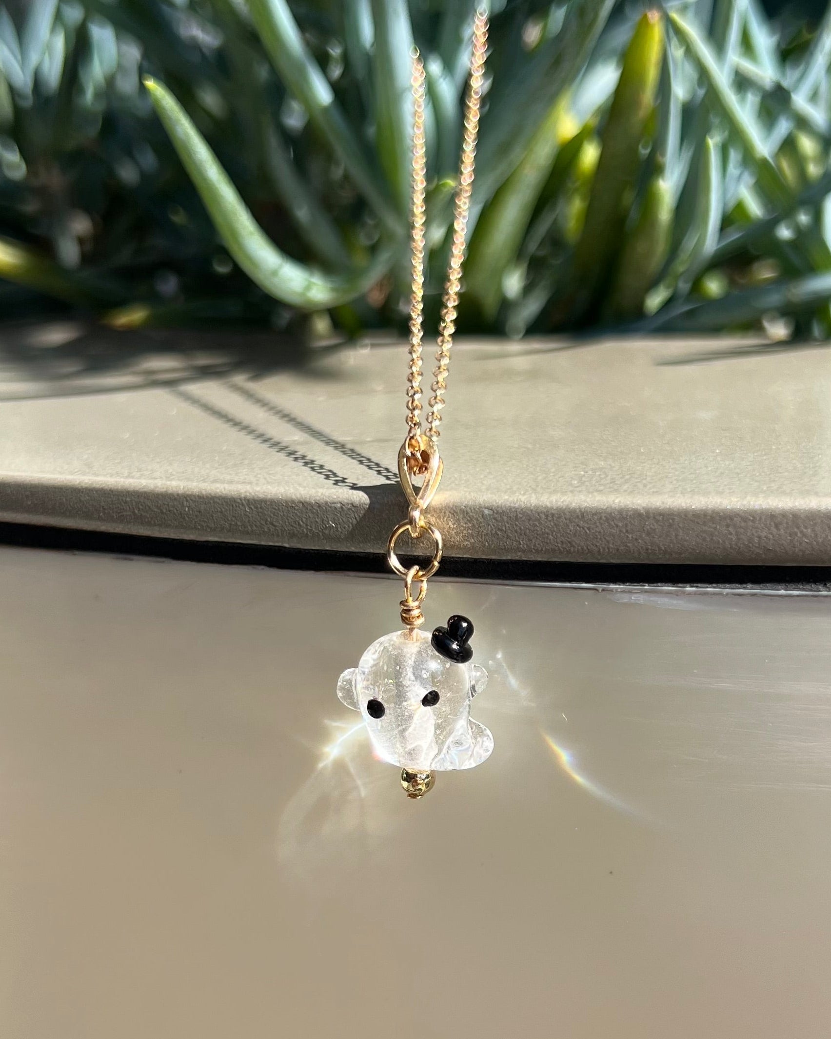 Handmade glass ghost necklace