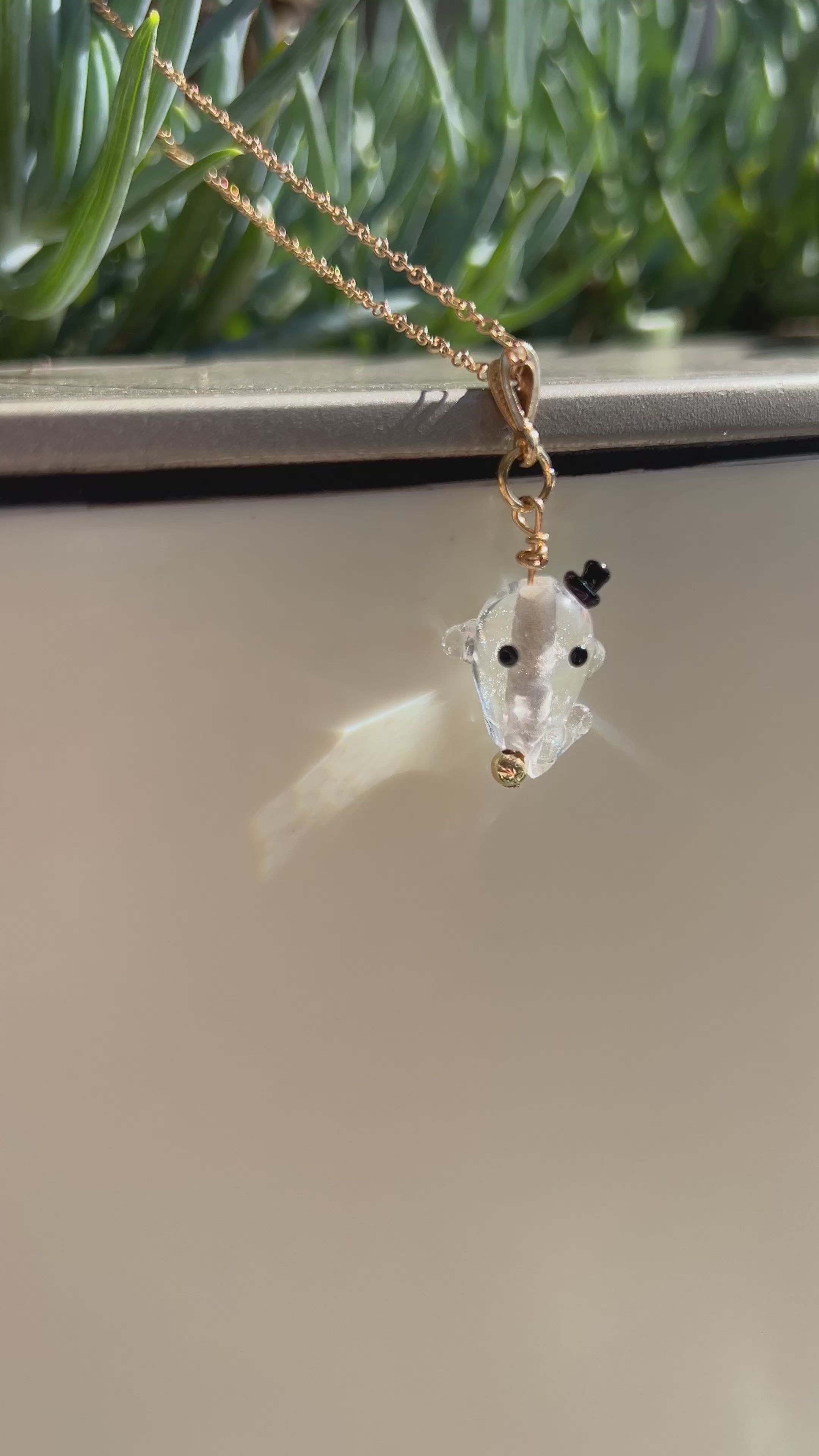 Handmade glass ghost necklace