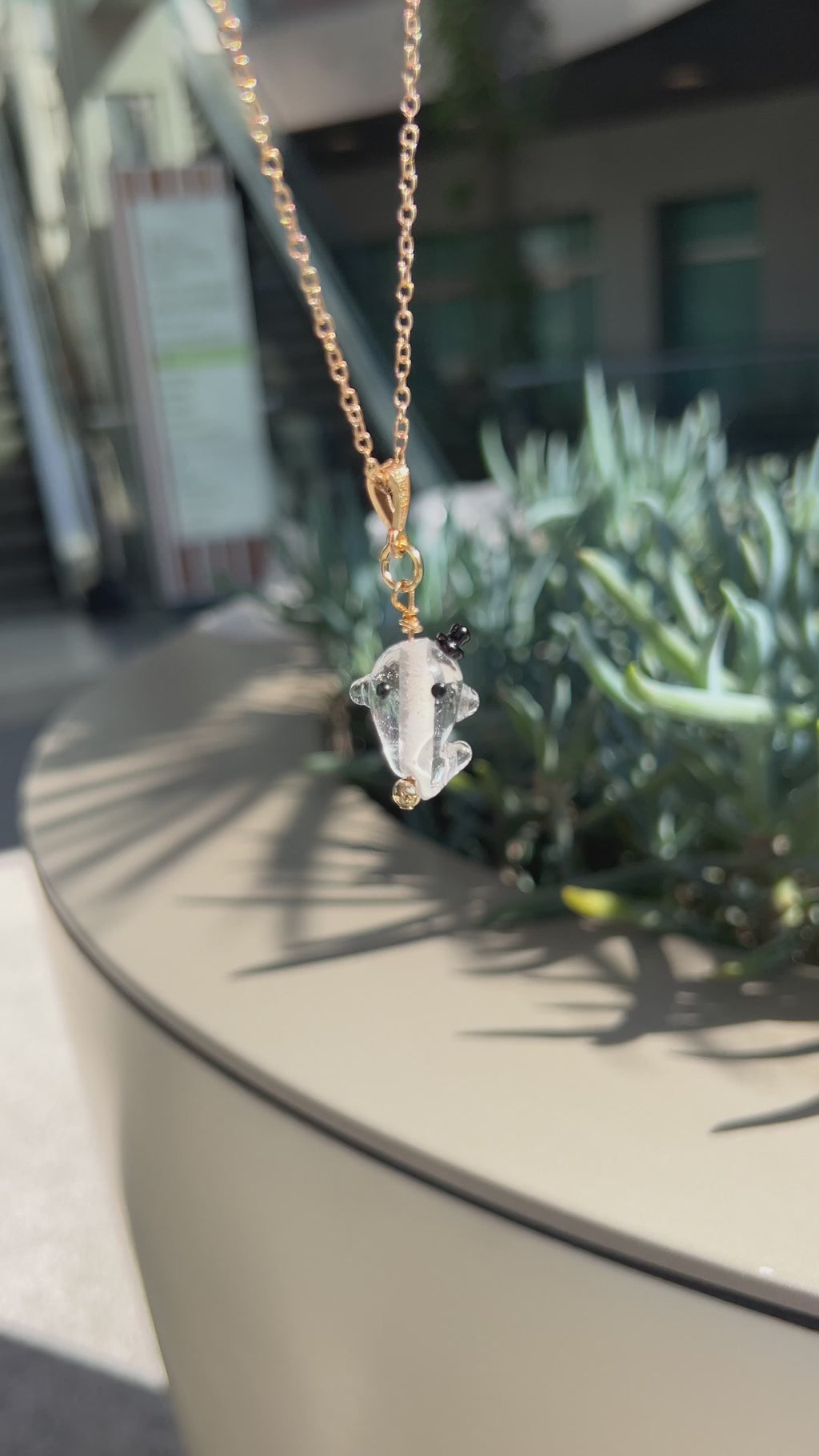 Handmade glass ghost necklace