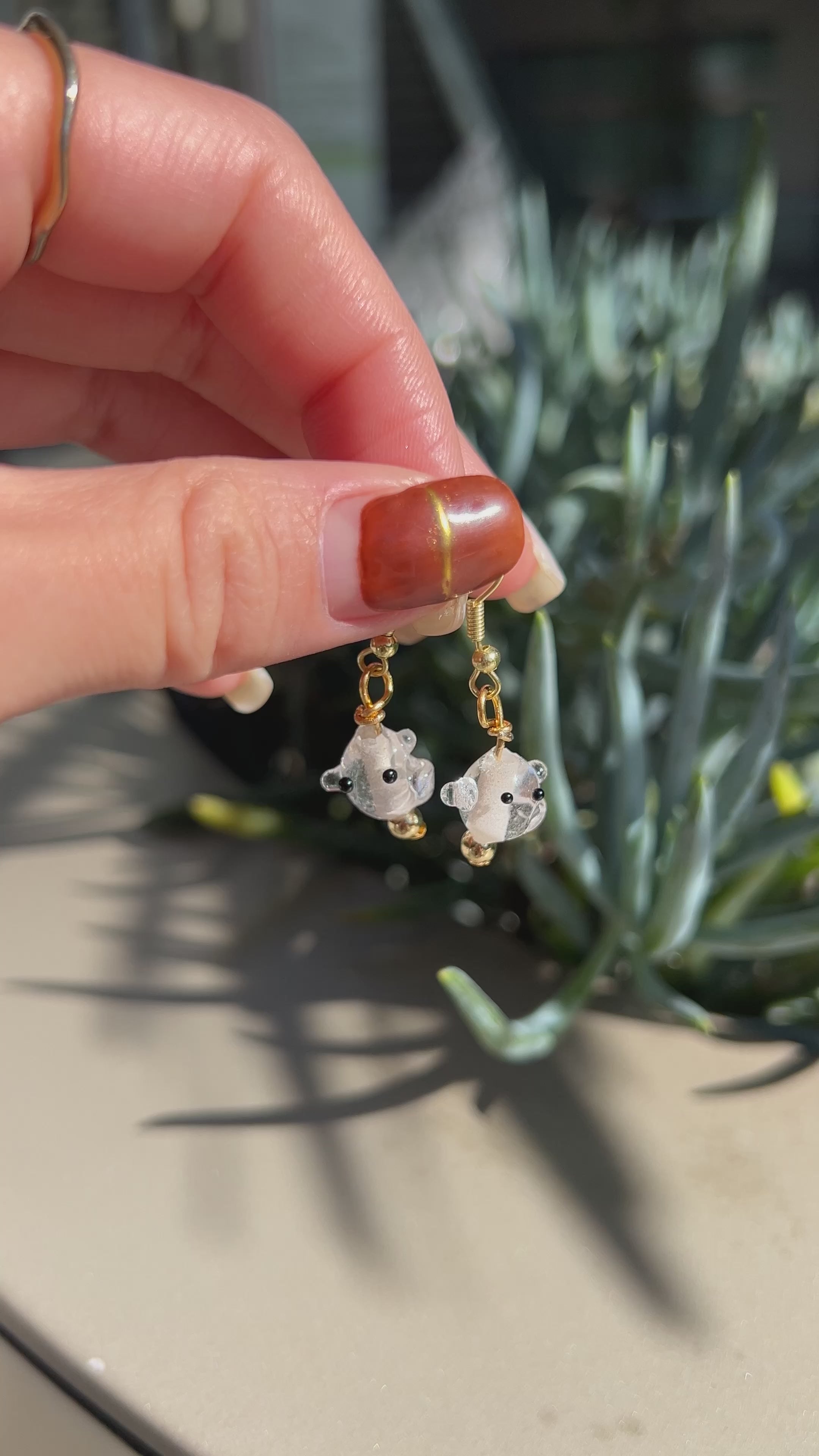 Handmade glass ghost earrings