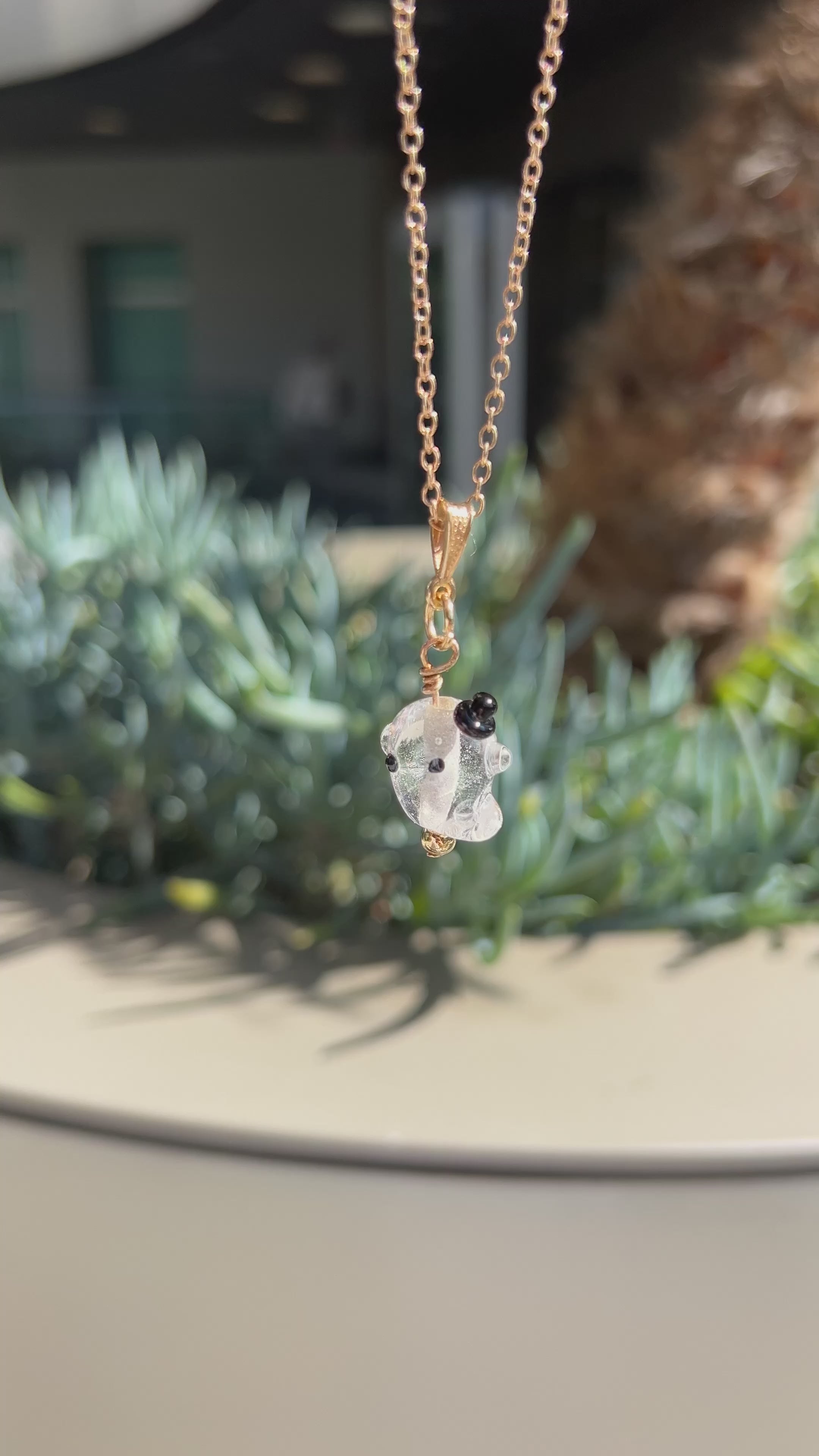 Handmade glass ghost necklace