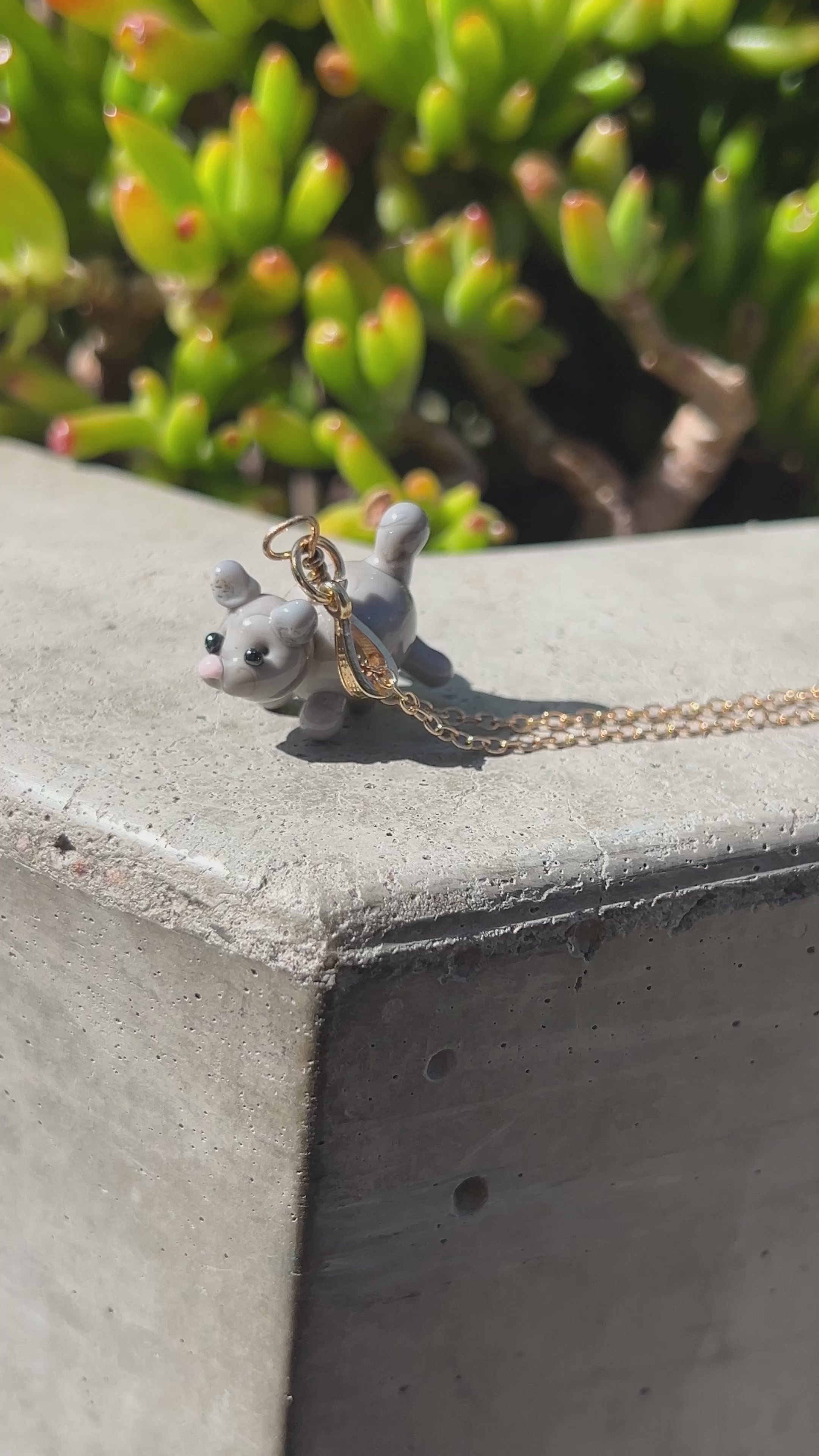 Cloudy Gray Kitten Necklace