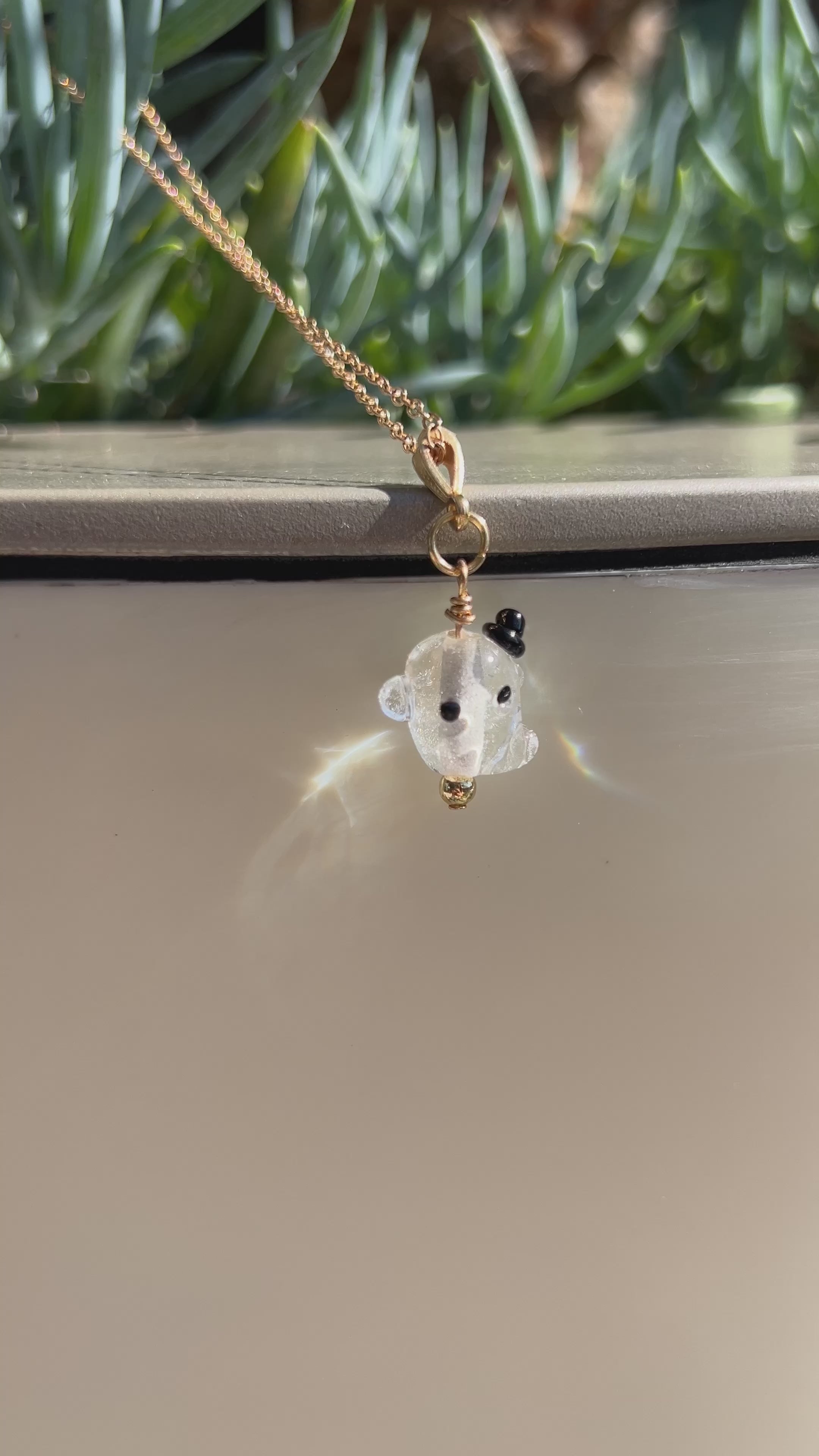 Handmade glass ghost necklace