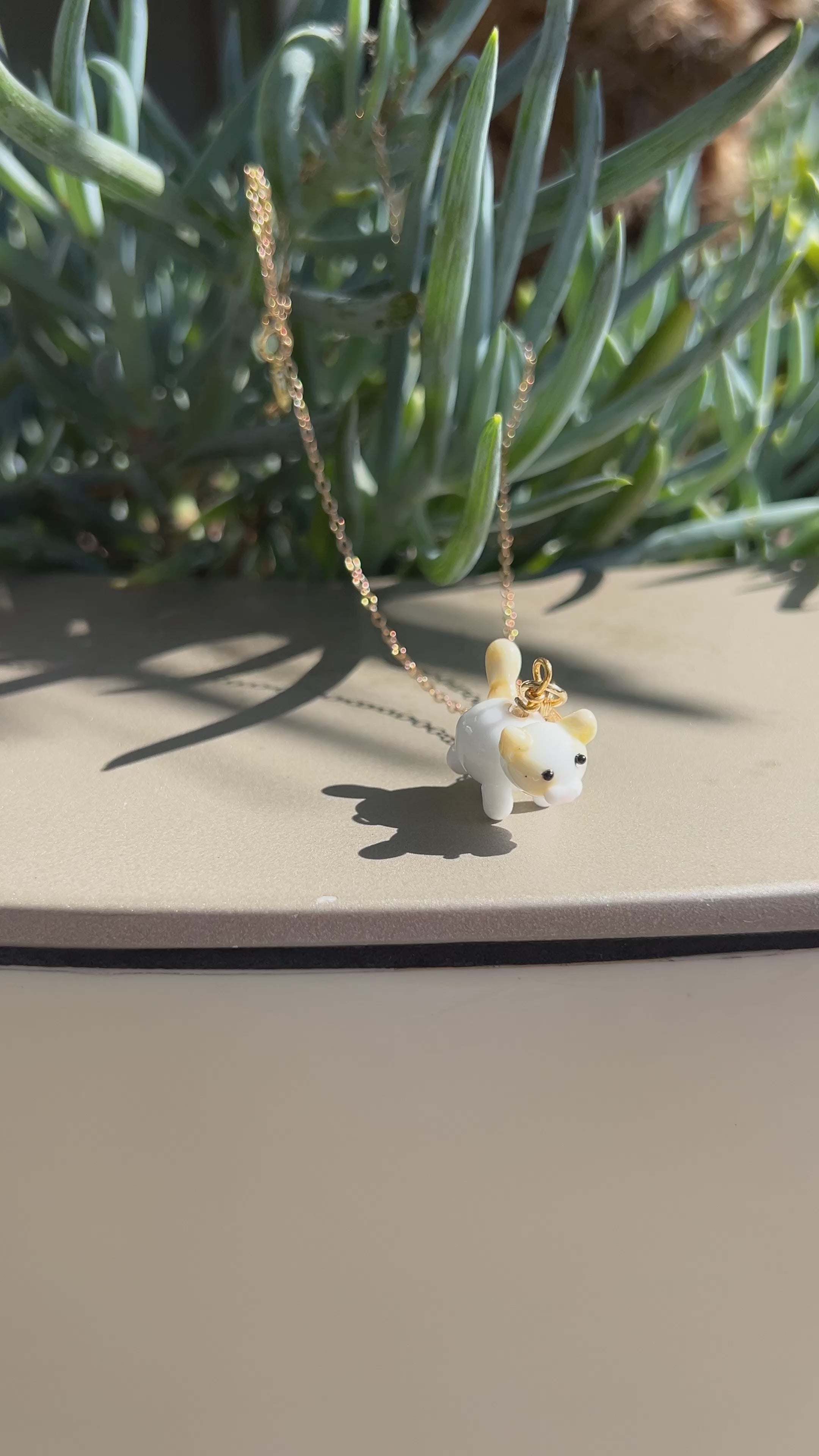 Handmade glass cat necklace