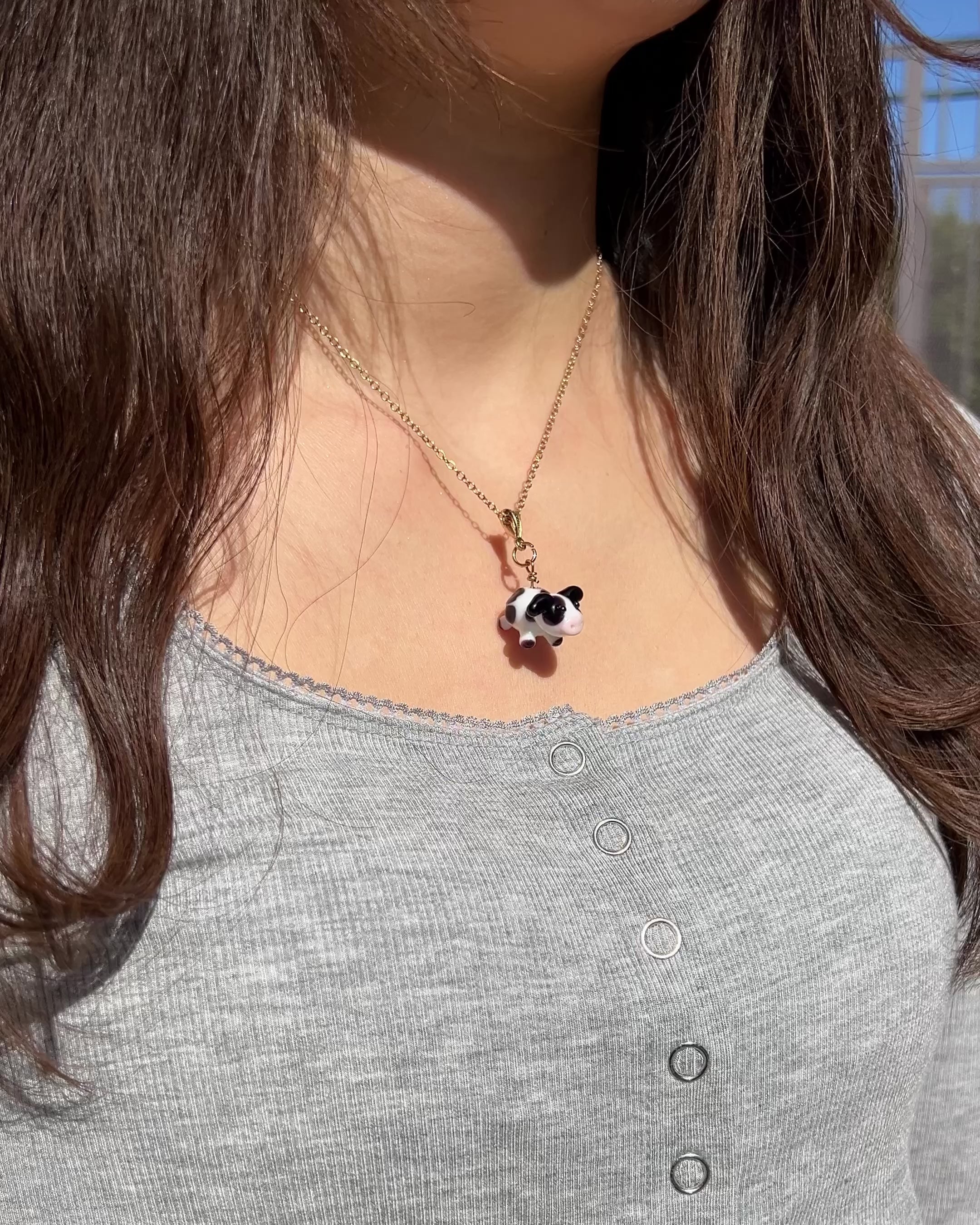 Bloopie Meadow Cow Necklace